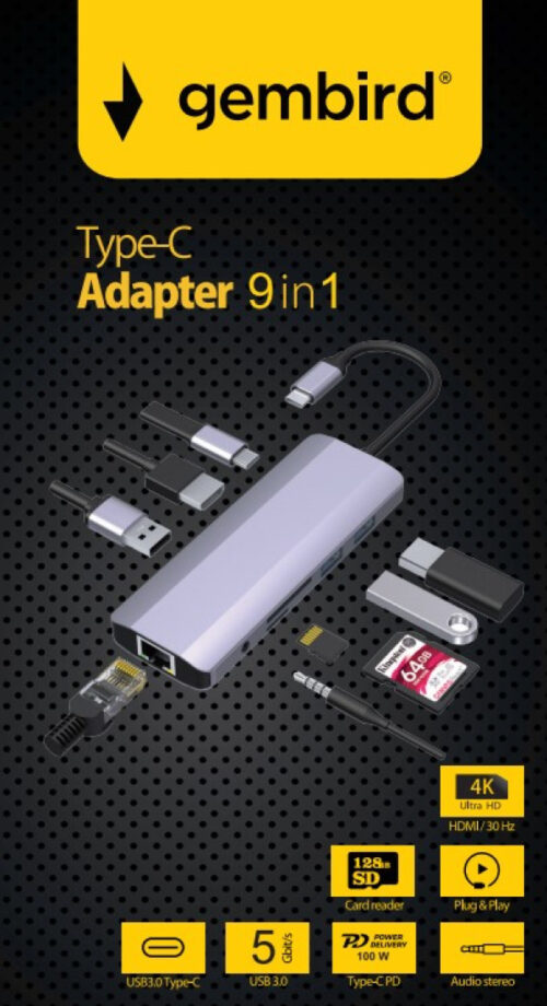 Adapter sa Tip C na HDMI - USB 3.0,TIP-C - RJ 45   A-CM-COMBO09-06 - Image 3