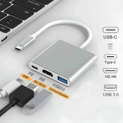 Adapter TICP C na  USB HUB, HDMI+USB-A i USB-C(PD)  HUB-USBC1/3