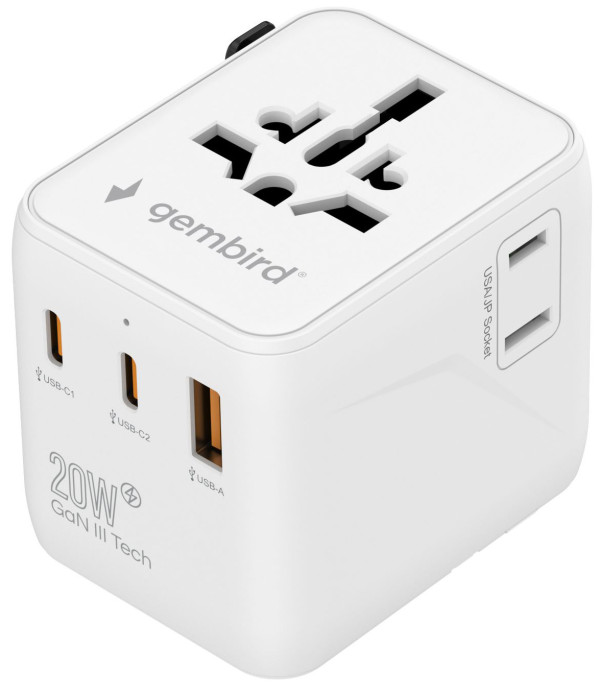 Univerzalni travel adapter 20W TPA-1A2C20-01-W