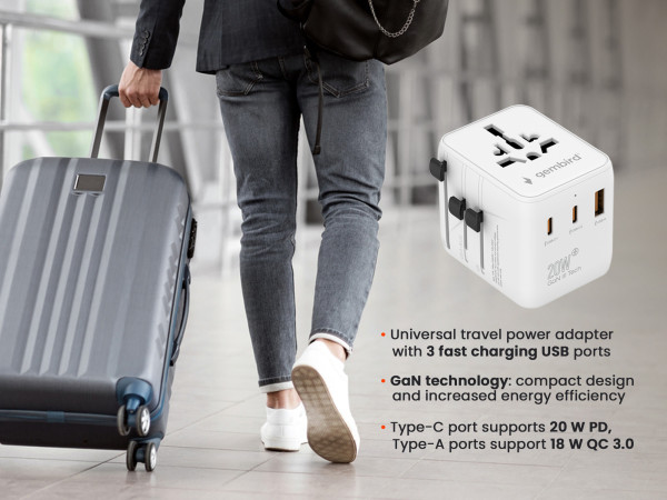 Univerzalni travel adapter 20W TPA-1A2C20-01-W - Image 2