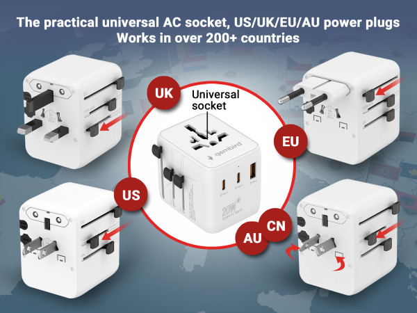 Univerzalni travel adapter 20W TPA-1A2C20-01-W - Image 3