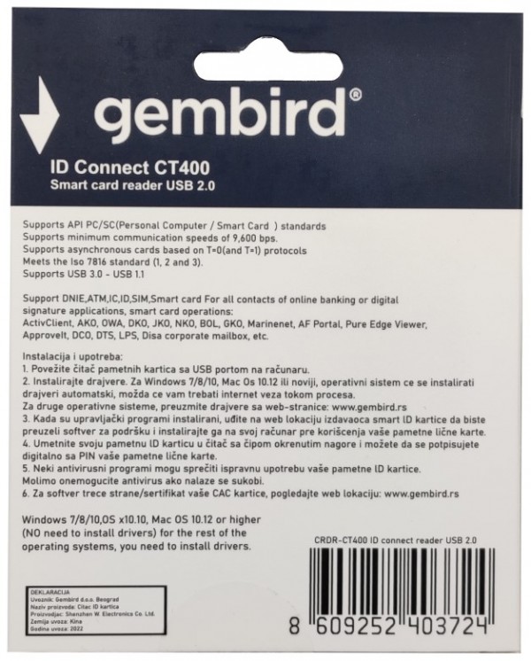 Čitač pametnih kartica CRDR-CT400 - Image 3